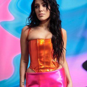 LaQuan Smith Hot Orange Corset Bustier Top